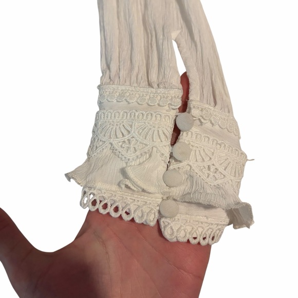 AllSaints Zora Dress Mini Tiered Lace Long Sleeve White 10 - Picture 10 of 12